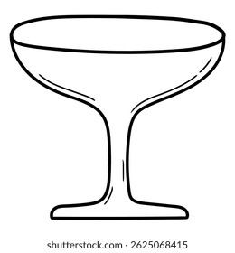 Handgezeichnetes, leeres Martini-Glas, einzeln auf weißem Hintergrund. Vektorgrafik.