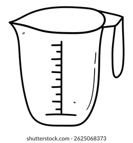 Hand drawn doodle empty measuring cup isolated on a white background. Vector illustration.