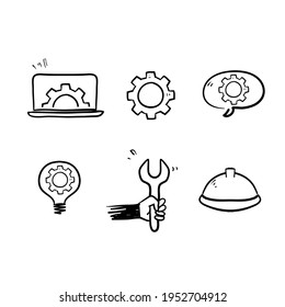 hand drawn doodle Engineering and Manufacturing line icons