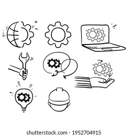 hand drawn doodle Engineering and Manufacturing line icons