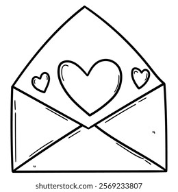 Hand drawn doodle envelope love letter isolated on white background. Vector illustration.