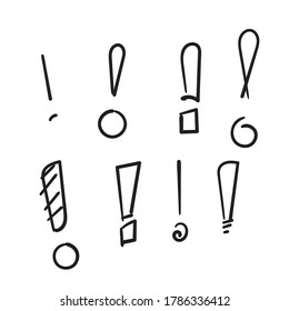 hand drawn doodle exclamation mark symbol for warning sign illustration vector