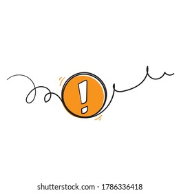 símbolo de la marca de la exclamación del doodle dibujado a mano para el vector de la ilustración del signo de advertencia