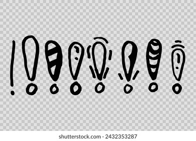 hand drawn doodle exclamation mark in vector	