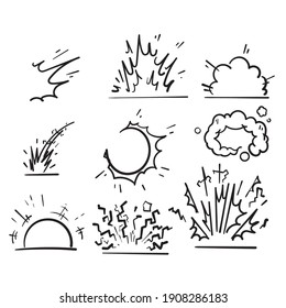 explosión de doodle dibujado a mano y efecto eléctrico aislado