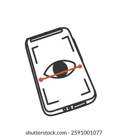 hand drawn doodle eye biometric scan on mobile phone