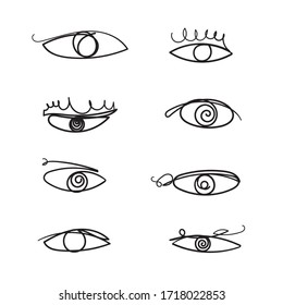 hand drawn doodle eye illustration icon with continuous line style vector