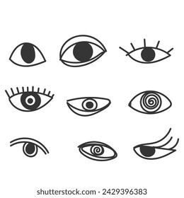 hand drawn doodle eyes illustration collection icon