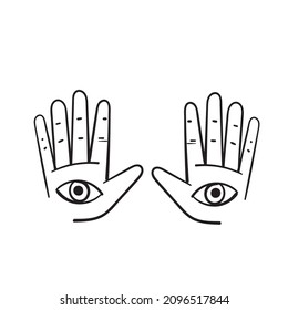 hand drawn doodle hand with eyes symbol for world braille day illustration vector