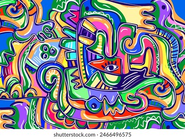 hand drawn doodle eyes vector flat illustration.