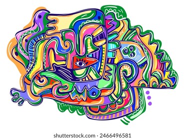 hand drawn doodle eyes vector flat illustration.
