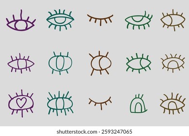 hand drawn doodle eyes in vector
