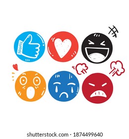 hand drawn doodle face expression collection icon in doodle style