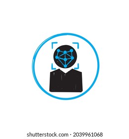 icono de ilustración de la tecnología de doodle face id dibujado a mano