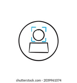 icono de ilustración de la tecnología de doodle face id dibujado a mano