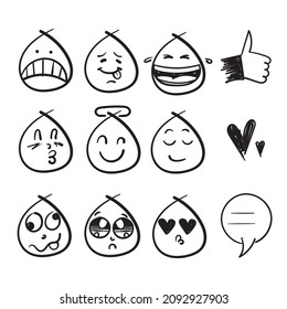 hand drawn doodle face reaction emotion illustration icon collection vector