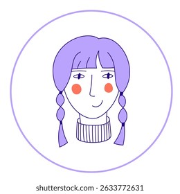 Hand drawn doodle face. Simple avatar portrait of men, woman various ages for social media, apps, icons, website