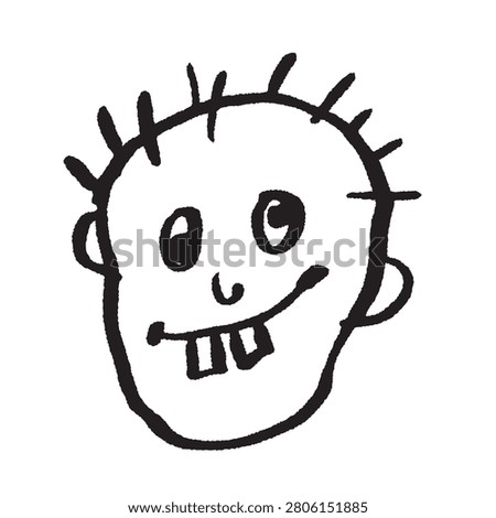 Hand drawn doodle face vector illustration. Minimalist line art character. Playful human head design.