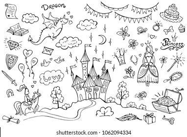 Hand drawn doodle fairytale