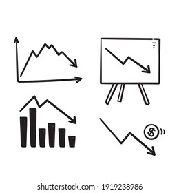 Hand Drawn Doodle Falling Down Graph Chart Illustration Vector Isolated