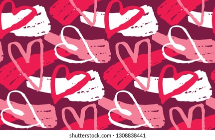 Hand drawn doodle fashion art pattern background - love, heart design