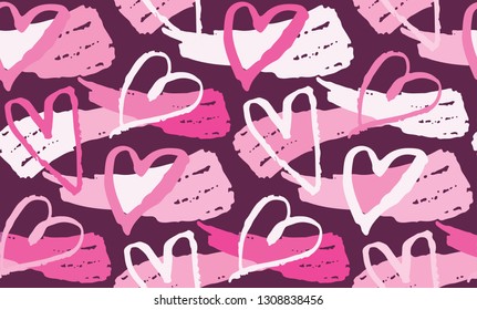 Hand drawn doodle fashion art pattern background - love, heart design