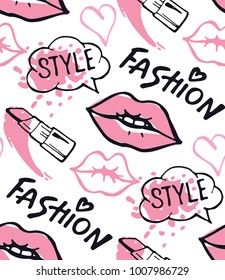 Hand drawn doodle fashion pattern