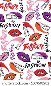 Hand drawn doodle fashion pattern