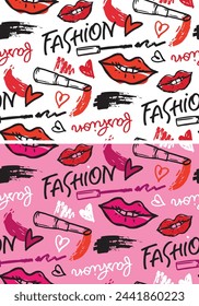 Hand drawn doodle fashion pattern. 100% vector 