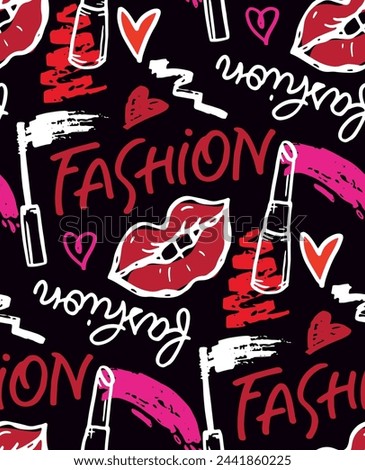 Hand drawn doodle fashion pattern. 100% vector 