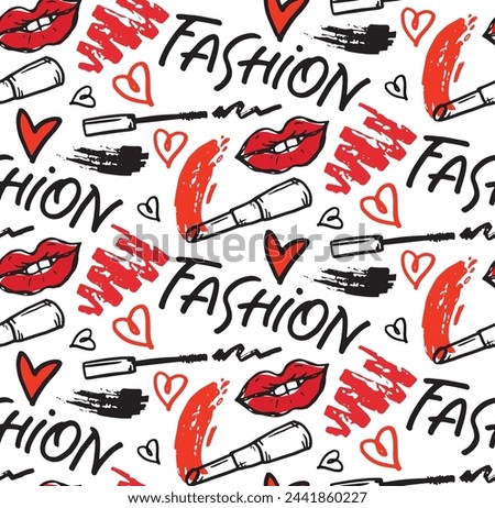 Hand drawn doodle fashion pattern. 100% vector 