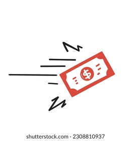 hand drawn doodle fast pay transfer illustration vector