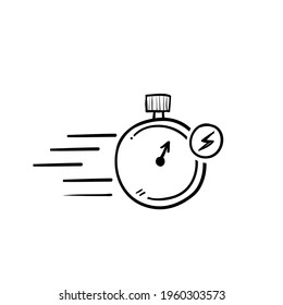 hand drawn doodle fast time symbol illustration vector isolated