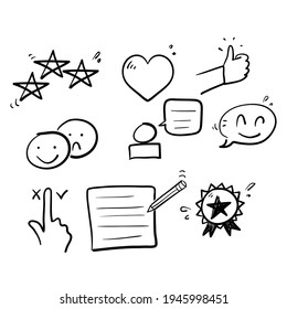 gribouillage dessiné à la main Commentaires et révision du symbole d'illustration des icônes fines : image vectorielle de stock