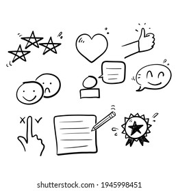 hand drawn doodle Feedback and review thin icons illustration symbol