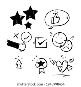 hand drawn doodle Feedback and review thin icons illustration symbol