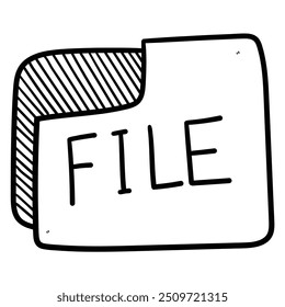 Ícone de pasta de arquivos de rabiscar desenhado à mão isolado no plano de fundo branco. Ilustração vetorial.