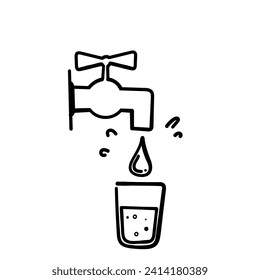 doodle extraído a mano llena el agua potable del grifo