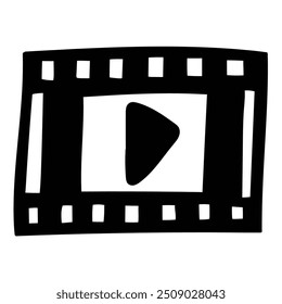 Hand drawn doodle film stock isolated on a white background. Vector illustration.