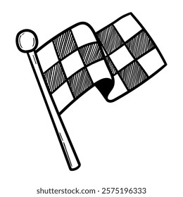 Hand drawn doodle finish flag isolated on a white background. Vector illustration.