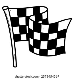 Hand drawn doodle finish racing flag isolated on white background. Vector illustration.