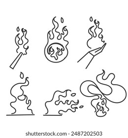 ilustración dibujada a mano del elemento de fuego del doodle