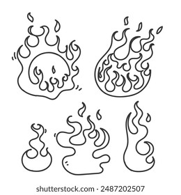 ilustración dibujada a mano del elemento de fuego del doodle