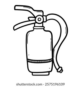 Hand drawn doodle fire extinguisher isolated on white background. Vector illustration.