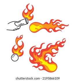 hand drawn doodle Fire flame illustration collection