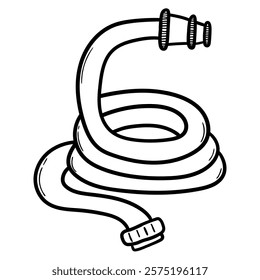 Hand drawn doodle fire hose isolated on a white background. Vector illustration.