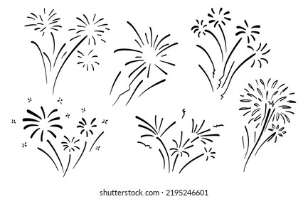 hand drawn of doodle firework, explosion set. doodle design element. vector illustration