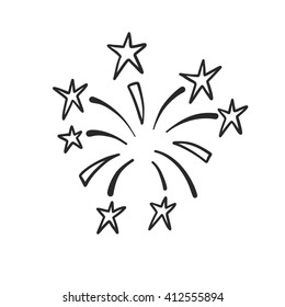 Hand drawn doodle firework icon