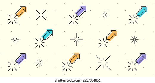 Hand drawn doodle fireworks great for holidays