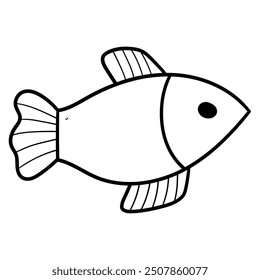 Hand drawn doodle fish isolated on white background. Vector illustration.